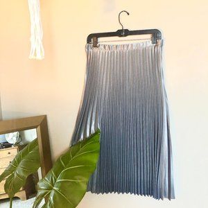 Pleated Satin Maxi Skirt